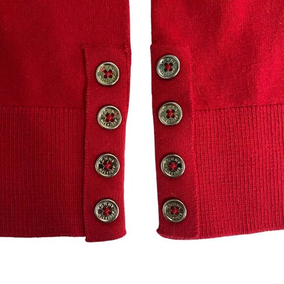 Tommy Hilfiger Women's Red Cotton Turtleneck with Four Button Cuffs, Size Large - Picture 9 of 12
